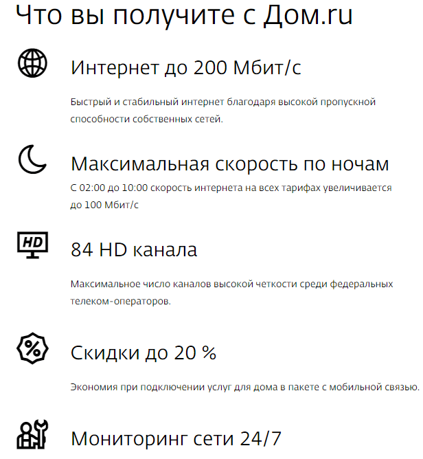 интернет-тарифы Дом.ru